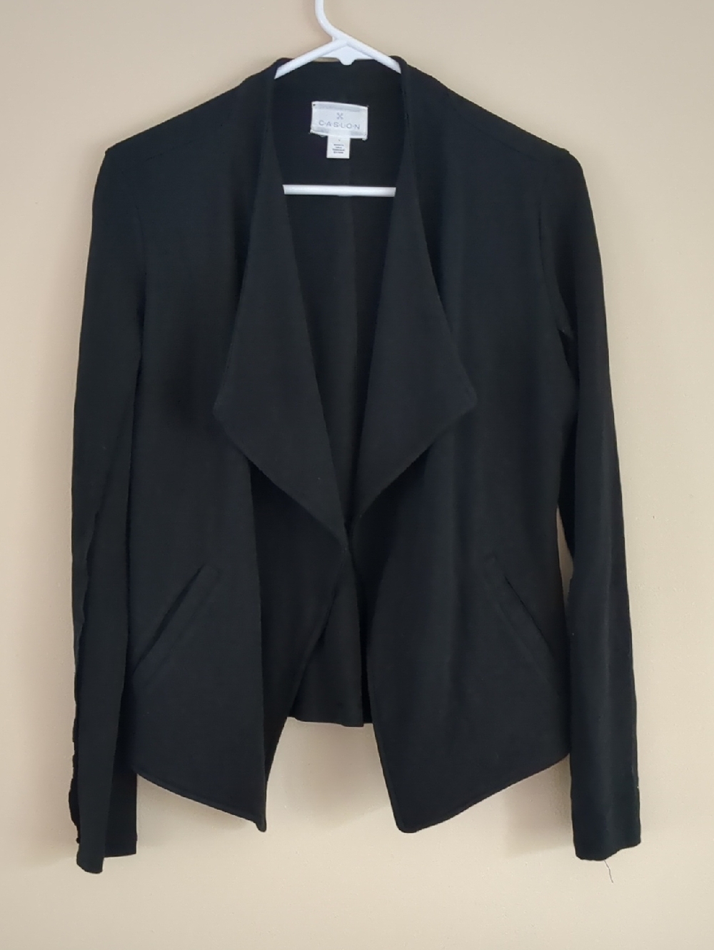 Small Caslon Open Front Black Jacket